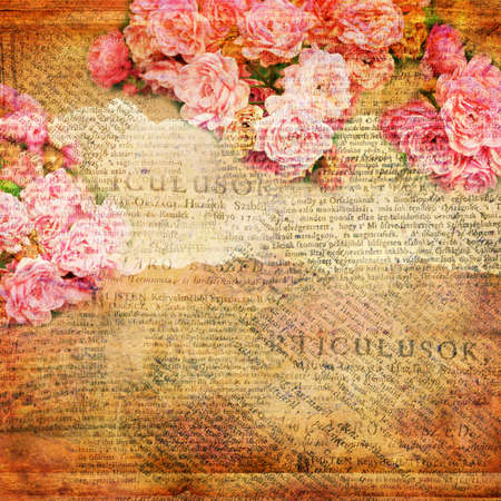 Grunge abstract background with rosesの写真素材