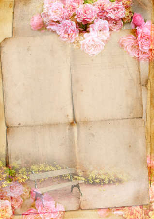 Blank for romantic letter with rosesの写真素材
