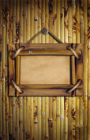 Frame on the bamboo wallの写真素材