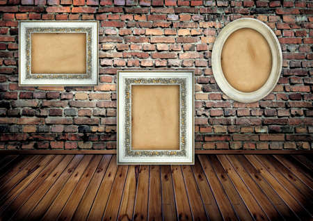 Frame on brick wallの写真素材