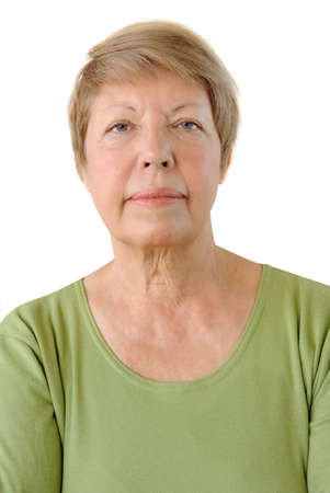 Portrait of elderly woman on the white backgroundの写真素材