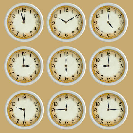 Vintage retro clock set isolated on the grayの写真素材