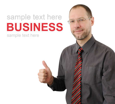 Smiling business man isolated on white backgroundの写真素材