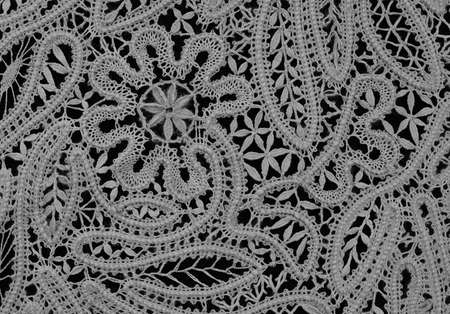 old lace texture on blackの写真素材