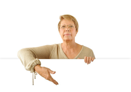 Portrait of elderly woman on the white background