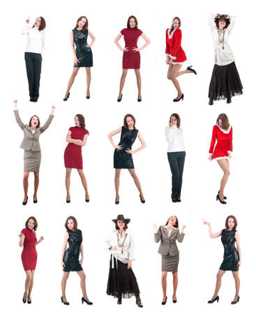 Collection woman photos isolated on white backgroundの写真素材