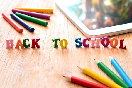 Back to school. Words back to school made of wooden letters.