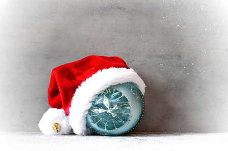 Christmas grey background with Santa hat.Happy new year santa hat .の写真素材