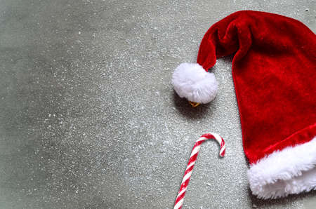 Christmas grey background with Santa hat.Happy new year santa hat .の写真素材