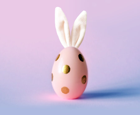 Easter egg with bunny ears Minimal concept.の写真素材
