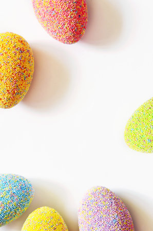 Colored easter eggs on a white background. Holiday concept