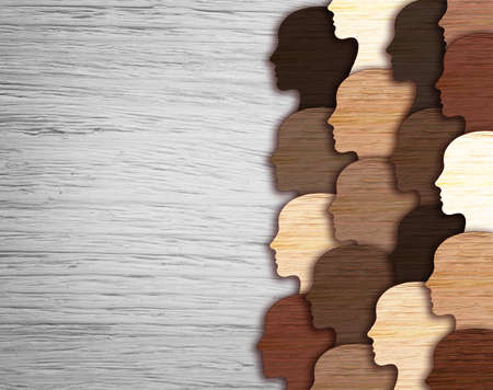 Multicultural society and international tolerance celebration of multicultural and african, asian, american and caucasian culture integration and pride as a multi cultural groupの写真素材