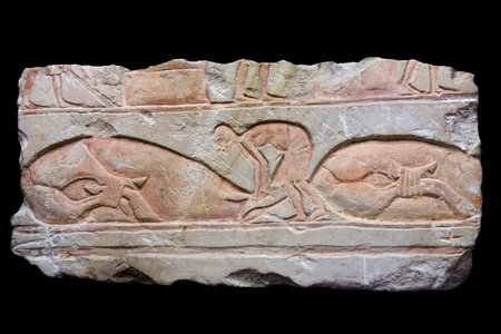 Ancient Egyptian relief with the representation of an animal sacrifice  (B.C. 1372-1355)