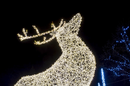 SZEGED, HUNGARY - DECEMBER 25. 2014 -  Lightening deer in the centre of Szegedのeditorial素材