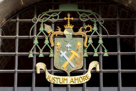 Justum amore in an escutcheon in Szegedの写真素材