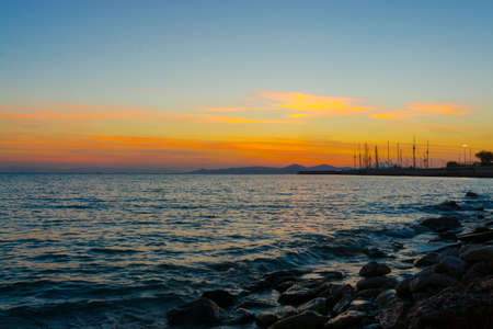 Sunseat at the beach of Athens, Greeceの写真素材