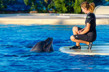 ATHENS, GREECE - SEPTEMBER 20. 2018: Dolphin show at the Zoo Athensのeditorial素材