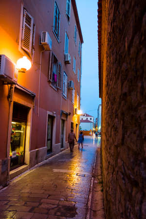 ZADAR, CROATIA - AUGUST 06, 2018: streets in Zadar with touristsのeditorial素材