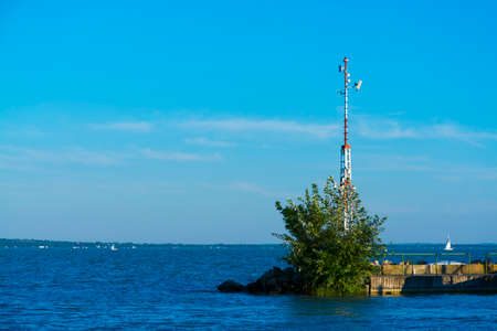 The sailing boat harbor of Balatonkenese in Hungaryの写真素材