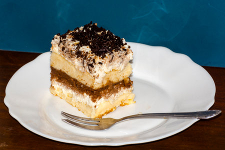 Cottage cheese chocolate cake on a plateの写真素材