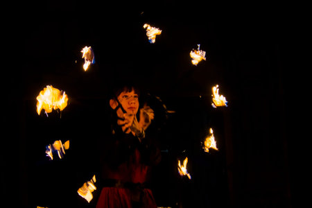 Fire jugglers in a Hallloween program in Szeged Zoo