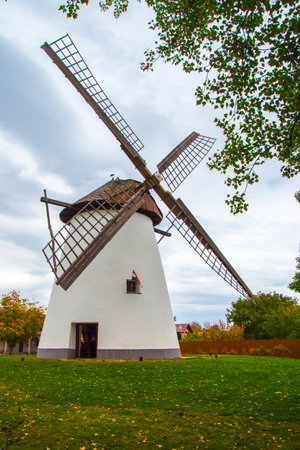 Wind mill in Kiskundorozsma, in South Hungaryの写真素材