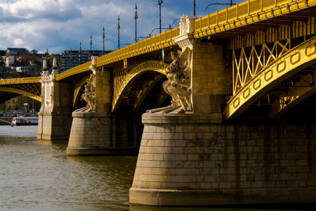 The Elizabeth (Erzsebet) Bridge in the center of Budapestの写真素材