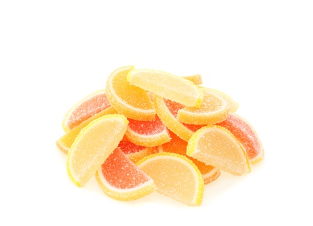 Fruit candy on white backgroundの写真素材