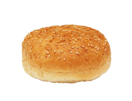 A hamburger bun  isolated on whiteの写真素材