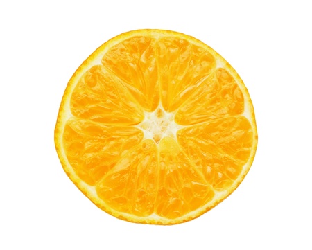 tangerine cut in half isolated on whiteの写真素材