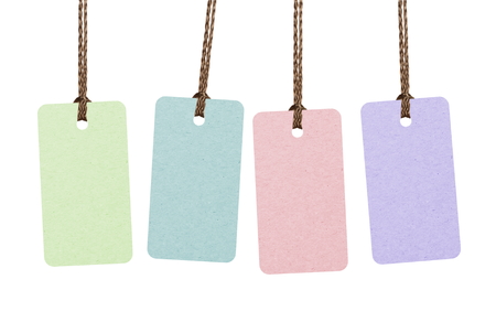 Multicolor tags isolated on whiteの写真素材