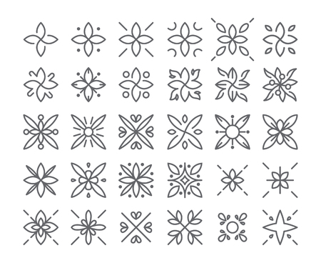 Simple and graceful floral monogram design template, Elegant lineart logo design, vector icon illustration. Modern Styleのイラスト素材