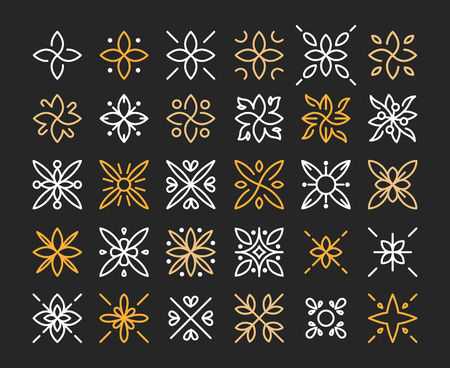 Simple and graceful floral monogram design template, Elegant lineart logo design, vector icon illustration. Modern Styleのイラスト素材