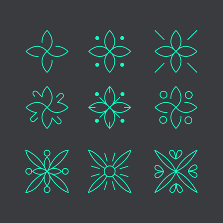 Simple and graceful floral monogram design template, Elegant lineart logo design, vector icon illustration. Modern Styleのイラスト素材