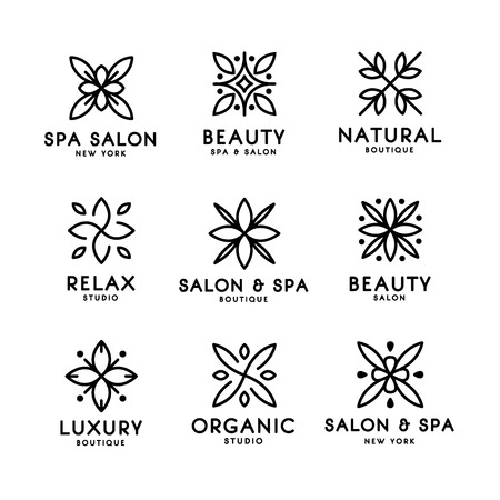 Simple and graceful floral monogram design template, Elegant lineart logo design, vector icon illustration. Modern Styleのイラスト素材