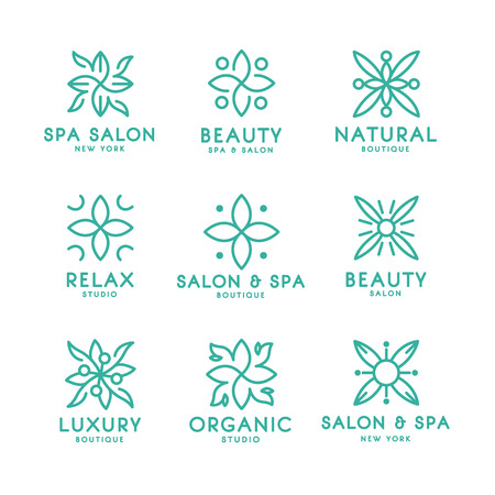Simple and graceful floral monogram design template, Elegant lineart logo design, vector icon illustration. Modern Styleのイラスト素材
