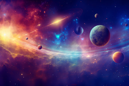 Planets and galaxy, science fiction wallpaper. Beauty of deep space.の素材