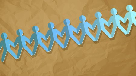 paperblue fellows on crumpled paper brown backgroundのイラスト素材