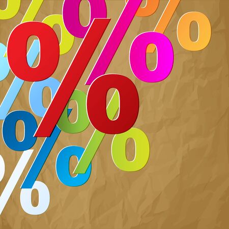 Percent colored paper corner on a crumpled paper brownのイラスト素材