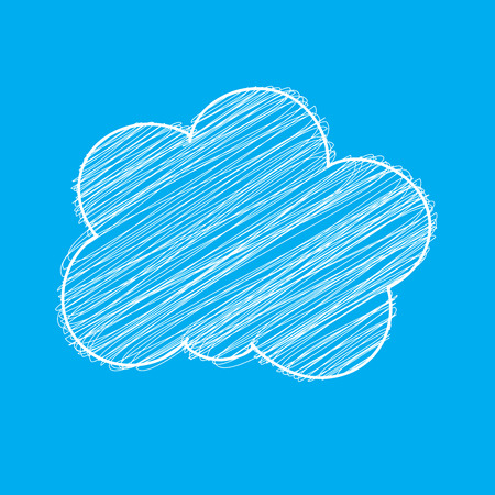 White Cloud scribble in the center on a blue backgroundのイラスト素材