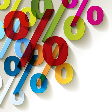 Percent colored transparent paper corner on white backgroundのイラスト素材