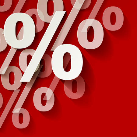 Percent white paper corner on red backgroundのイラスト素材
