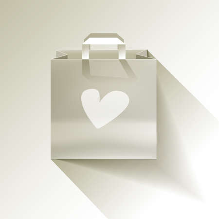 paper bag with white heart on a white backgroundのイラスト素材