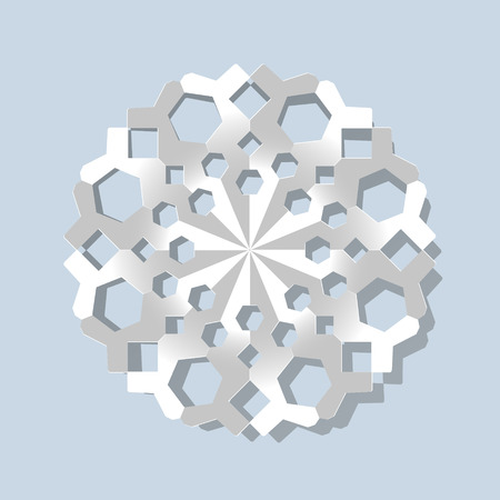 Vector christmas snowflake paper on light blue background.のイラスト素材