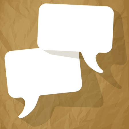 chat speech bubbles white FreeSpace on a crumpled paper brown のイラスト素材