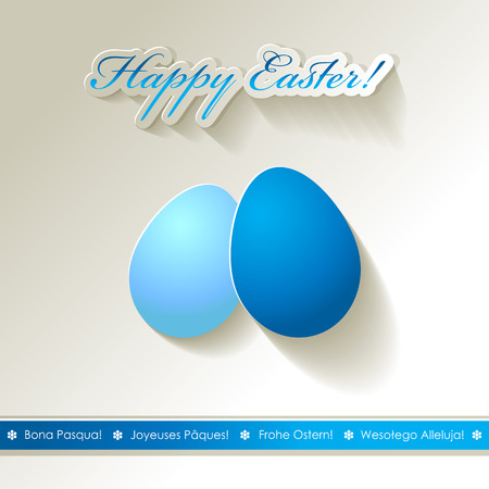 Happy Easter eggs scrapbook postcard white blueのイラスト素材
