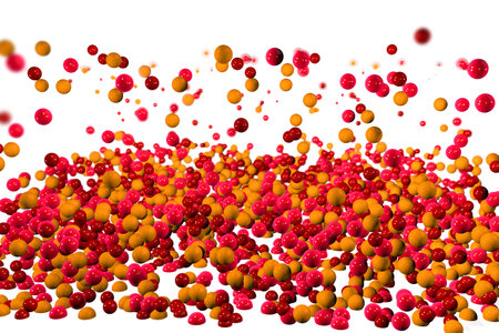 3d red orange yellow particles drops background