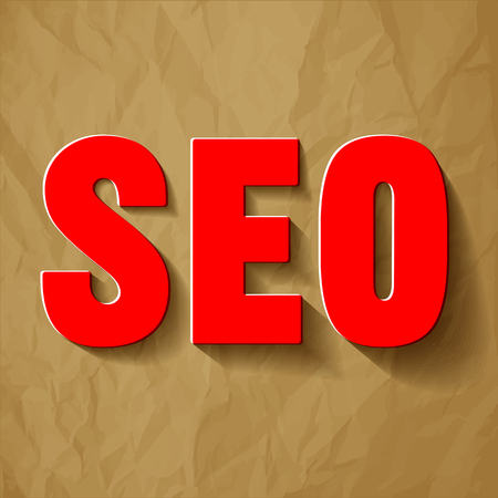 SEO symbol on a red crumpled paper brown backgroundのイラスト素材