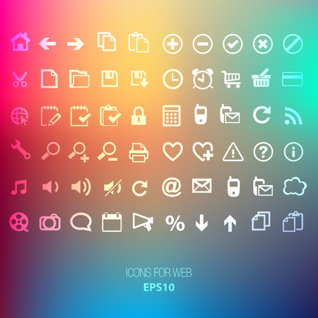 Icons WEB INTERFACE Transparent on a rainbow background bokehのイラスト素材