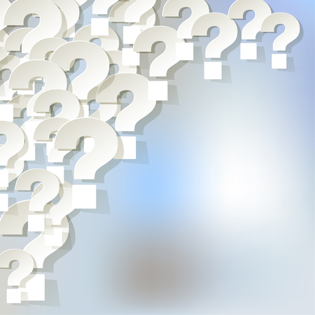 Question marks in the corner on a bright blue bokeh background fog.のイラスト素材